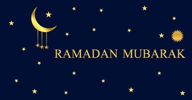 Ramadan Mubarak islamisch Hintergrund mit Moschee Halbmond Mond und Laterne. Ramadan kareem Festival Feier islamisch Banner. religiös islamisch Gruß. Lampen Dekoration, Zier Laterne Verbrennung. vektor