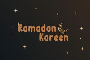 Ramadan kareem Englisch Typografie. ein islamisch Gruß Text im Englisch zum heilig Monat Ramadan kareem . islamisch Hintergrund mit hafe Mond vektor