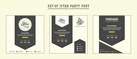 einstellen von iftar Party Einladung, iftar bedeuten ist frühstücken. Sozial Medien Vorlage mit islamisch Hintergrund Design vektor