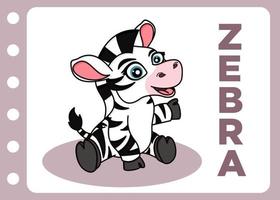 söt zebra leende tecknad serie vektor