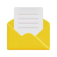 3d Mail Briefumschlag mit Brief Symbol Vektor. isoliert auf Weiß Hintergrund. 3d öffnen Email Konzept. minimal Email Brief mit Brief Papier lesen Symbol . 3d Email Symbol Vektor machen Illustration.