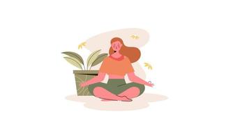 Frauen meditieren im Yoga Lotus Haltung im Natur Konzept Illustration vektor