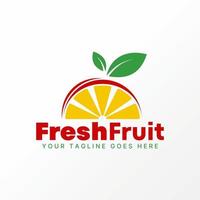 logotyp design grafisk begrepp kreativ premie fri vektor stock unik 3d halv ljuv orange frukt dryck med blad. relaterad till färsk citron- natur vegan
