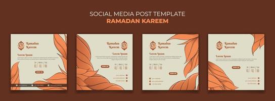 Sozial Medien Post Vorlage mit Orange Gras Hintergrund im Hand gezeichnet Design vektor