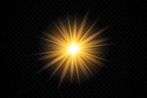 golden Stern, auf transparent Hintergrund. das bewirken von glühen und Strahlen von Licht, glühend Beleuchtung, Sonne. vektor
