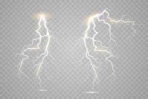 Blitz magisch und hell Licht Wirkung. Gewitter mit Blitz vektor