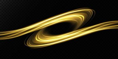 Magie Funken auf ein dunkel Hintergrund. mystisch golden Geschwindigkeit Streifen, funkeln Wirkung. scheinen von kosmisch Strahlen. Neon- Linien von Geschwindigkeit und schnell Wind. glühen Wirkung, mächtig Energie. vektor