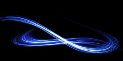 abstrakt Licht Linien von Bewegung und Geschwindigkeit im Blau. Licht täglich glühend Wirkung. halbkreisförmig Welle, Licht Weg Kurve Strudel vektor