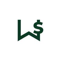 Brief ws Grün Geld Dollar Design Symbol Logo Vektor