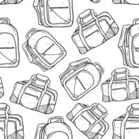 Hand Zeichnung Tasche Sammlung zum Reise im nahtlos Muster vektor