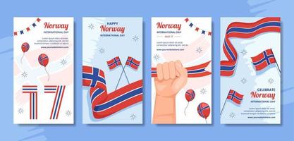 Norge nationell dag social media berättelser platt tecknad serie hand dragen mallar illustration vektor