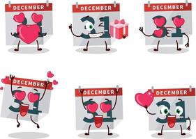 december 31: e kalender tecknad serie karaktär med kärlek söt uttryckssymbol vektor
