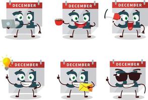 december 31: e kalender tecknad serie karaktär med olika typer av företag uttryckssymboler vektor