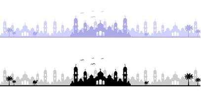 moské silhuett landskap för islamic design vektor