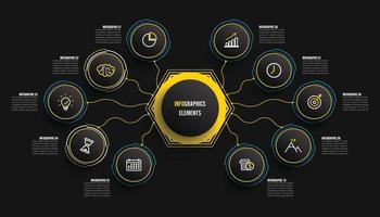 Vektor-Infografik-Vorlage mit 3D-Papieretikett, integrierte Kreise. Geschäftskonzept mit 8 Optionen. für Inhalt, Diagramm, Flussdiagramm, Schritte, Teile, Zeitachsen-Infografiken, Workflow. vektor