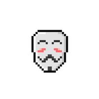 Lächeln Weiß Maske im Pixel Kunst Stil vektor