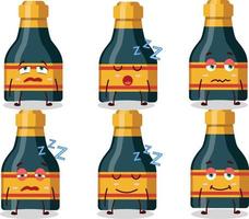 tecknad serie karaktär av vin flaska med sömnig uttryck vektor