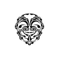 dekorativ ansikten. hawaiian stam- mönster. lämplig för tatueringar. isolerat. svart prydnad, vektor. vektor