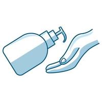Hand waschen mit Desinfektionsflüssigkeit Vorlage Vektor-Symbol vektor