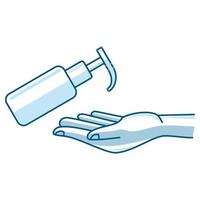 Waschen der Hand mit dem Desinfektionsmittel-Flüssigseifenvektorikone isoliert vektor
