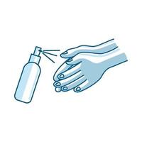 Waschen der Hand mit Desinfektionsmittel-Flüssigseifenvektorsymbolspray vektor