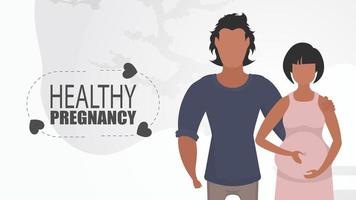 friska graviditet. man och gravid kvinna. par jet bebis. positiv och medveten graviditet. tidigare illustration. vektor
