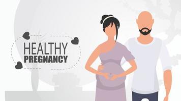 friska graviditet. man och gravid kvinna. par jet bebis. Lycklig graviditet. tidigare illustration. vektor