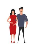 Mann und schwanger Frau im voll Wachstum. isoliert. glücklich Schwangerschaft Konzept. Vektor im Karikatur Stil.