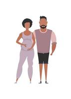 das Mann und das schwanger Frau sind abgebildet im voll Wachstum. isoliert. glücklich Schwangerschaft Konzept. Vektor im Karikatur Stil.