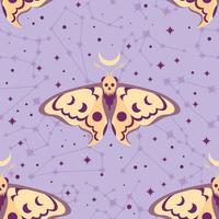 Vektor Muster mit das Sternbilder von das Tierkreise und ein Schmetterling