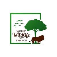 3, värld vilda djur och växter dag logotyp design mall. vektor illustration.