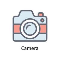 kamera vektor fylla översikt ikoner. enkel stock illustration stock
