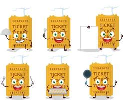 Karikatur Charakter von Fahrkarte mit verschiedene Koch Emoticons vektor