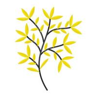 handritad trädgrenar gula blad vektor