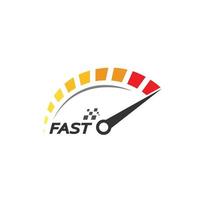 Geschwindigkeit, Vektor-Logo-Rennereignis, mit den Hauptelementen des Modifikations-Geschwindigkeitsmessers vektor