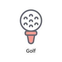 golf vektor fylla översikt ikoner. enkel stock illustration stock