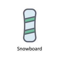 snowboard vektor fylla översikt ikoner. enkel stock illustration stock