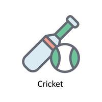 cricket vektor fylla översikt ikoner. enkel stock illustration stock