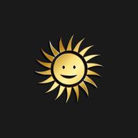 Sonne Gold Symbol. Vektor Illustration von golden Stil. Sommer- Zeit auf dunkel Hintergrund .