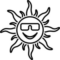 Sol, emoji linje ikon vektor. översikt vektor ikon Sol emoji på vit bakgrund.