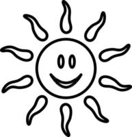 Sonne, Emoji Linie Symbol Vektor. Gliederung Vektor Symbol Sonne Emoji auf Weiß Hintergrund.