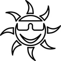 Sonne, Emoji Linie Symbol Vektor. Gliederung Vektor Symbol Sonne Emoji auf Weiß Hintergrund.