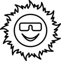 Sol, emoji linje ikon vektor. översikt vektor ikon Sol emoji på vit bakgrund.