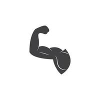 muskulös Hand Symbol Logo Abzeichen von Fitnessstudio Vektor Illustration