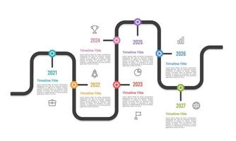 7 Jahre Zeitleiste Infografik Roadmap zu Erfolg. Vektor Illustration.