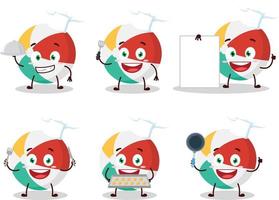 Karikatur Charakter von Strand Ball mit verschiedene Koch Emoticons vektor
