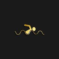 simning, ikon guld ikon. vektor illustration av gyllene stil på mörk bakgrund