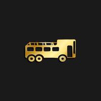 Turné, buss, ikon guld ikon. vektor illustration av gyllene stil på mörk bakgrund
