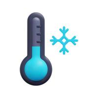 3d termometer och snöflinga ikon vektor. isolerat på vit bakgrund. 3d väder, meteorologi, prognos och natur begrepp. tecknad serie minimal stil. 3d kall ikon vektor framställa illustration.