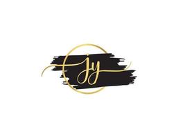 Monogramm jy Unterschrift Logo, Luxus jy Bürste und golden Unterschrift Logo vektor
